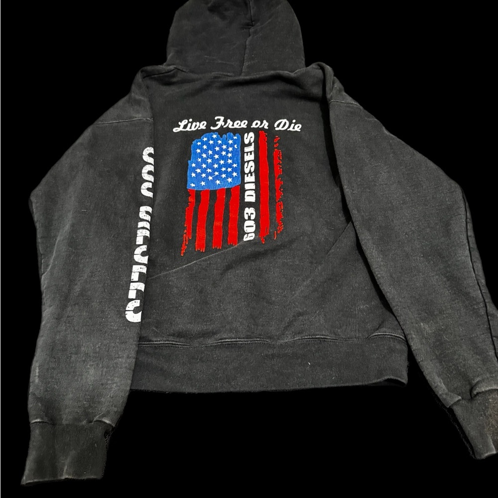 Hanes Ultimate Cotton Black Hoodie Live Free or Die - Picture 3 of 5